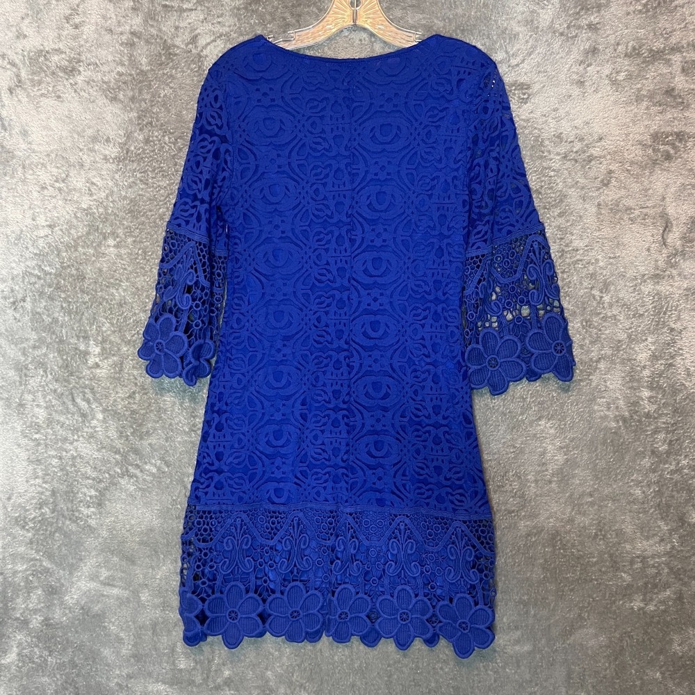 Alfani Women Crochet Shift Dress PM Royal Blue Wedding Guest Romantic Feminine - Picture 4 of 12
